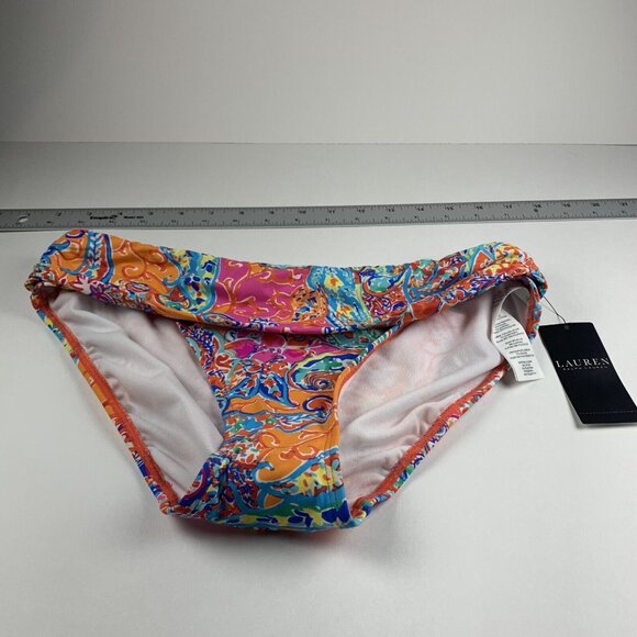 Lauren Ralph Lauren Printed Hipster Bikini Bottom Womens 4 Multi Amara Patchwork - Picture 1 of 7